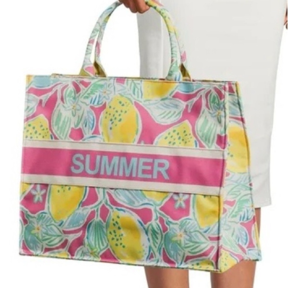 London Fog Beach Tote "Summer" Summer Canvas Tote Bag NWT